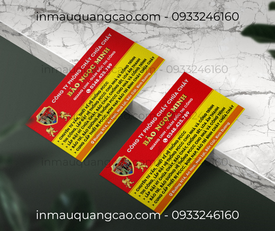 Mẫu danh thiếp PCCC - in danh thiếp Bình Dương